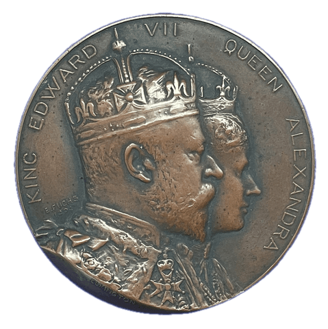 1902 Edward VII Coronation Historical Medallion by E Fuchs