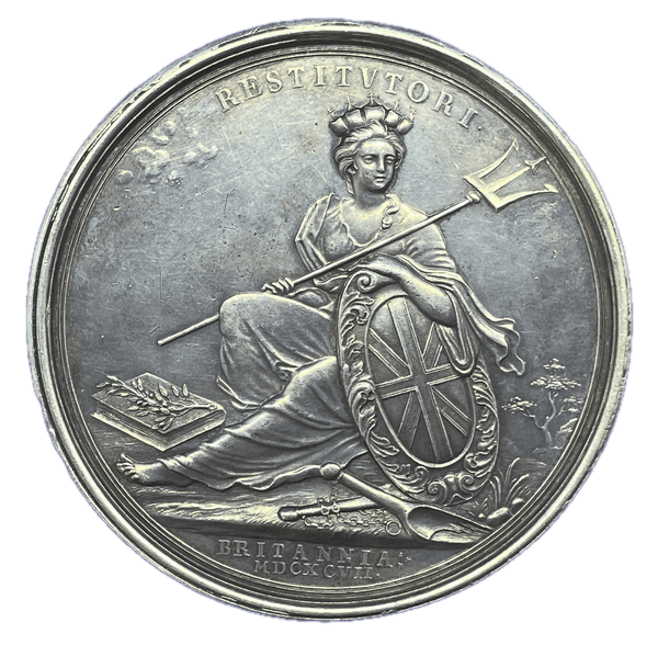 1697 Treaty of Ryswick - State of Britain Historical Medallion by J Croker