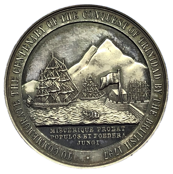 1897 Conquest of Trinidad, Centenary Historical Medallion Reverse