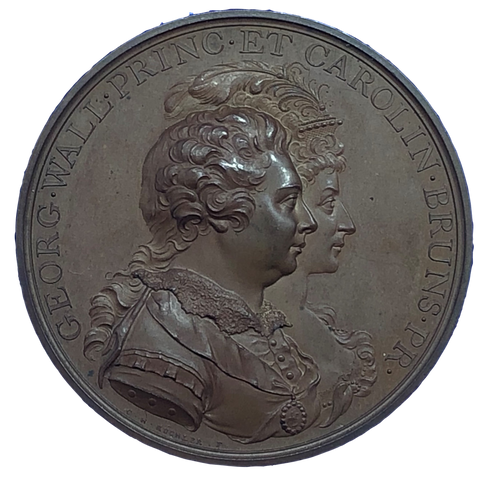 1795 Marriage of Prince of Wales to Princess Caroline Historical Medallion by C H Kuchler Obverse