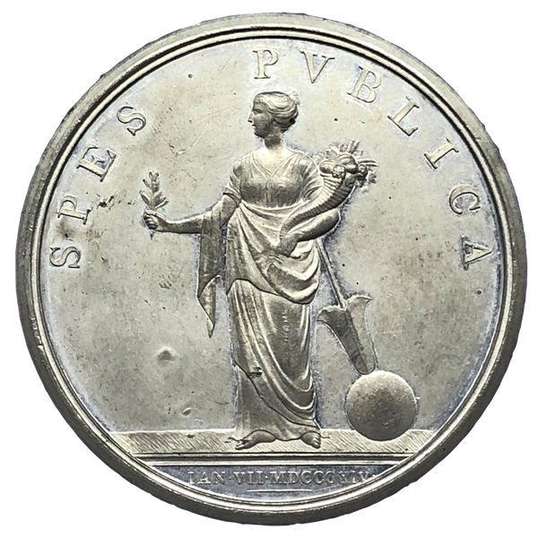 1814 Betrothal of Princess Charlotte Historical Medallion by T Webb Reverse