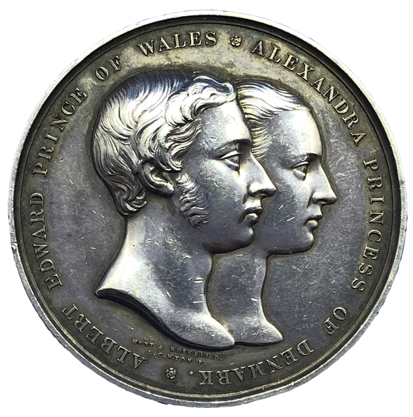1863 Marriage Prince of Wales to Princess Alexandra Historical Medallion by L C Wyon Obverse