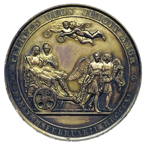 1840 Marriage of Victoria to Prince Albert Historical Medallion by F F Helfricht Reverse
