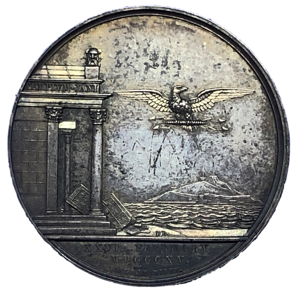 1815 Restoration of Ferdinand IV Historical Medallion by Brenet/Depaulis Obverse