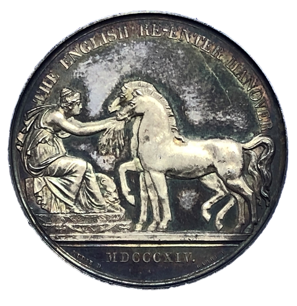1814 English Army Re-Enters Hanover Historical Medallion by Webb/Barre Reverse