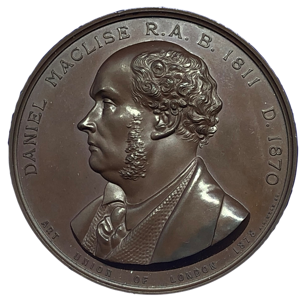 1878 Art Union of London - Daniel Maclise, Painter Historical Medallion by AB Wyon Obverse