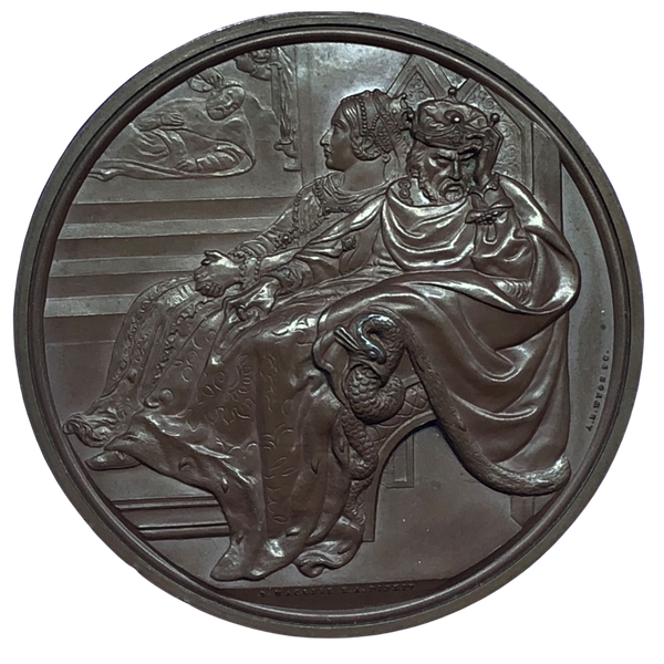 1878 Art Union of London - Daniel Maclise, Painter Historical Medallion by AB Wyon Reverse