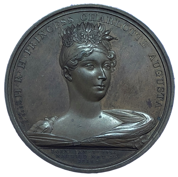 1817 Death of Princess Charlotte Augusta Historical Medallion by T Webb & G Mills Obverse