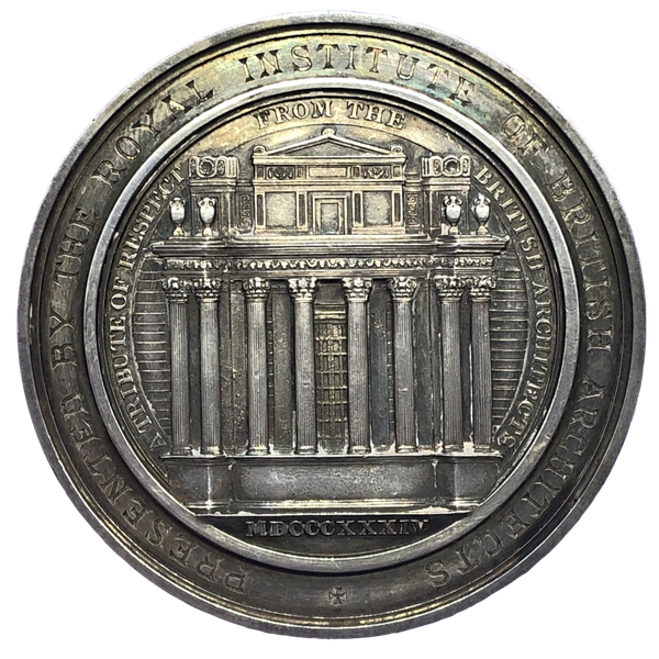 1834 Sir John Soane, Architect Historical Medal by W Wyon Reverse