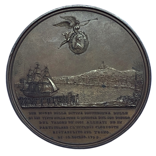 1799 Restoration of Ferdinand IV Historical Medallion by C H Kuchler Reverse