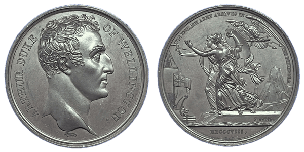 1820 Mudie's National Series of Medals. Partial set of Medals commemorating British Military and Naval Victories, including original case Historical Medallion