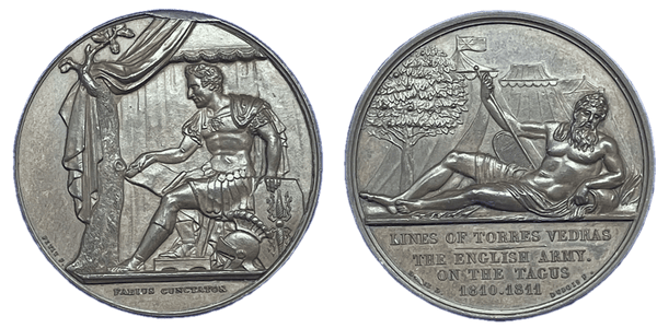 1820 Mudie's National Series of Medals. Partial set of Medals commemorating British Military and Naval Victories, including original case Historical Medallion