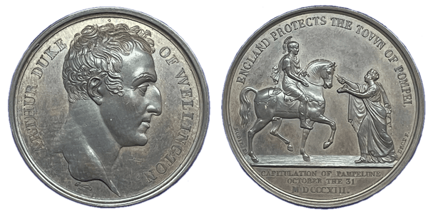 1820 Mudie's National Series of Medals. Partial set of Medals commemorating British Military and Naval Victories, including original case Historical Medallion