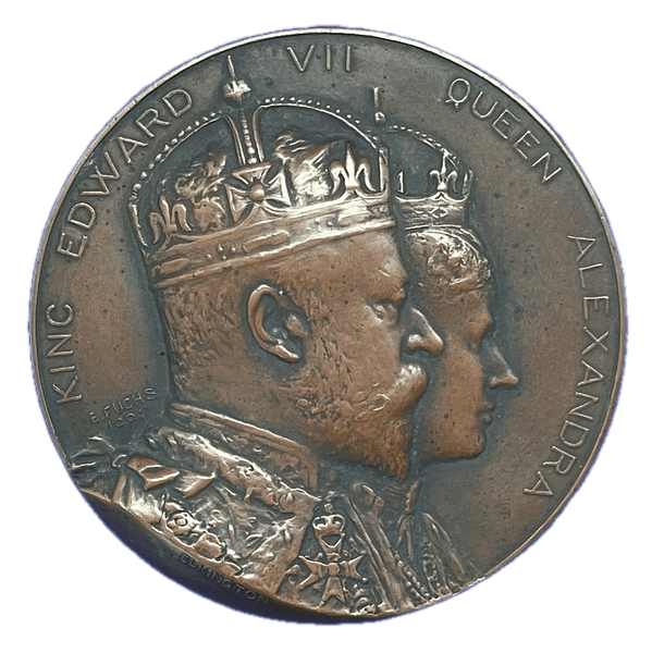1902 Edward VII Coronation Historical Medallion by E Fuchs