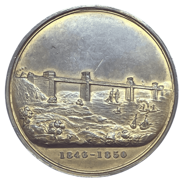 1850 Britannia Tubular Bridge Historical Medallion by L C Wyon