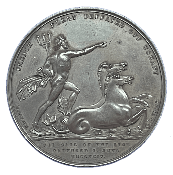 1794 Battle of the First of June, Lord Howe and the defeat of the French fleet off Ushant Historical Medallion by W Wyon