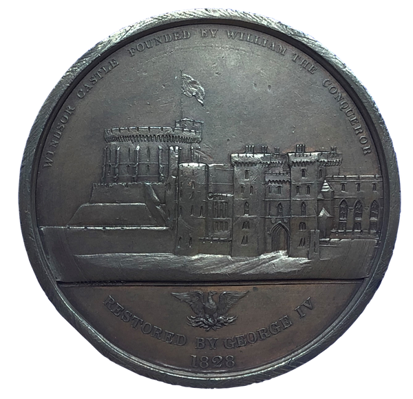 1828 George IV Windsor Castle Restored Historical Medallion by A J Stothard Reverse
