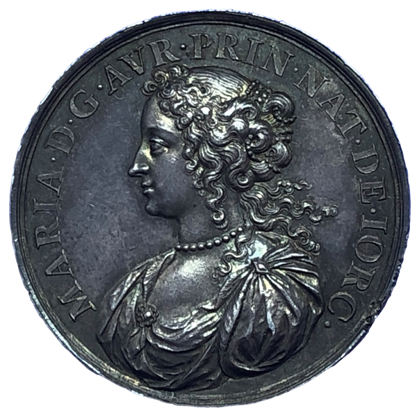 1677 Marriage of Mary to William III of Orange Historical Medallion by N Chevalier Obverse