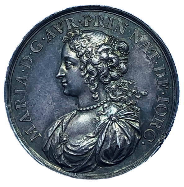 1689 William & Mary Coronation Historical Medallion by G Hautsch Reverse