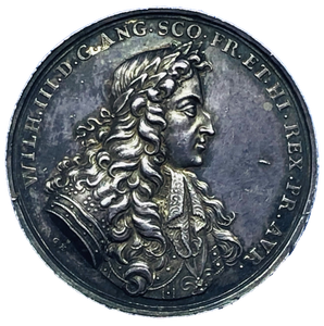 1689 William & Mary Coronation Historical Medallion by G Hautsch Obverse