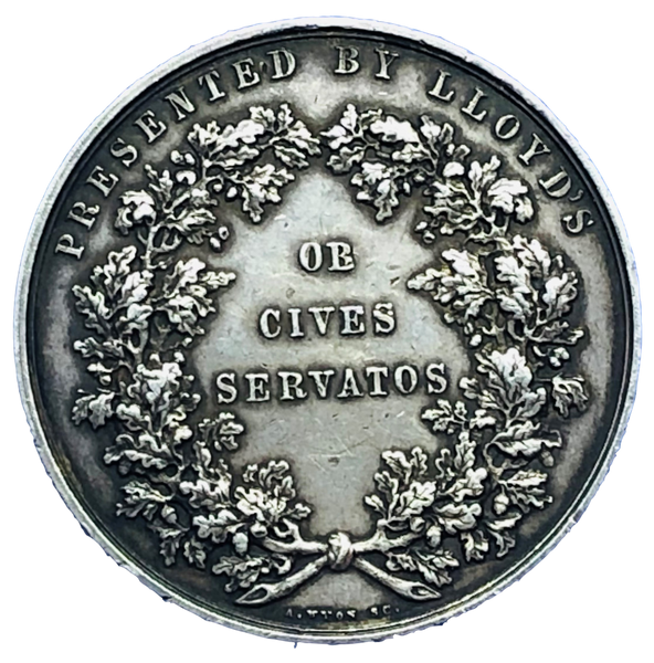 1839 Lloyd Medal - Life Saving Historical Medallion by W Wyon Reverse