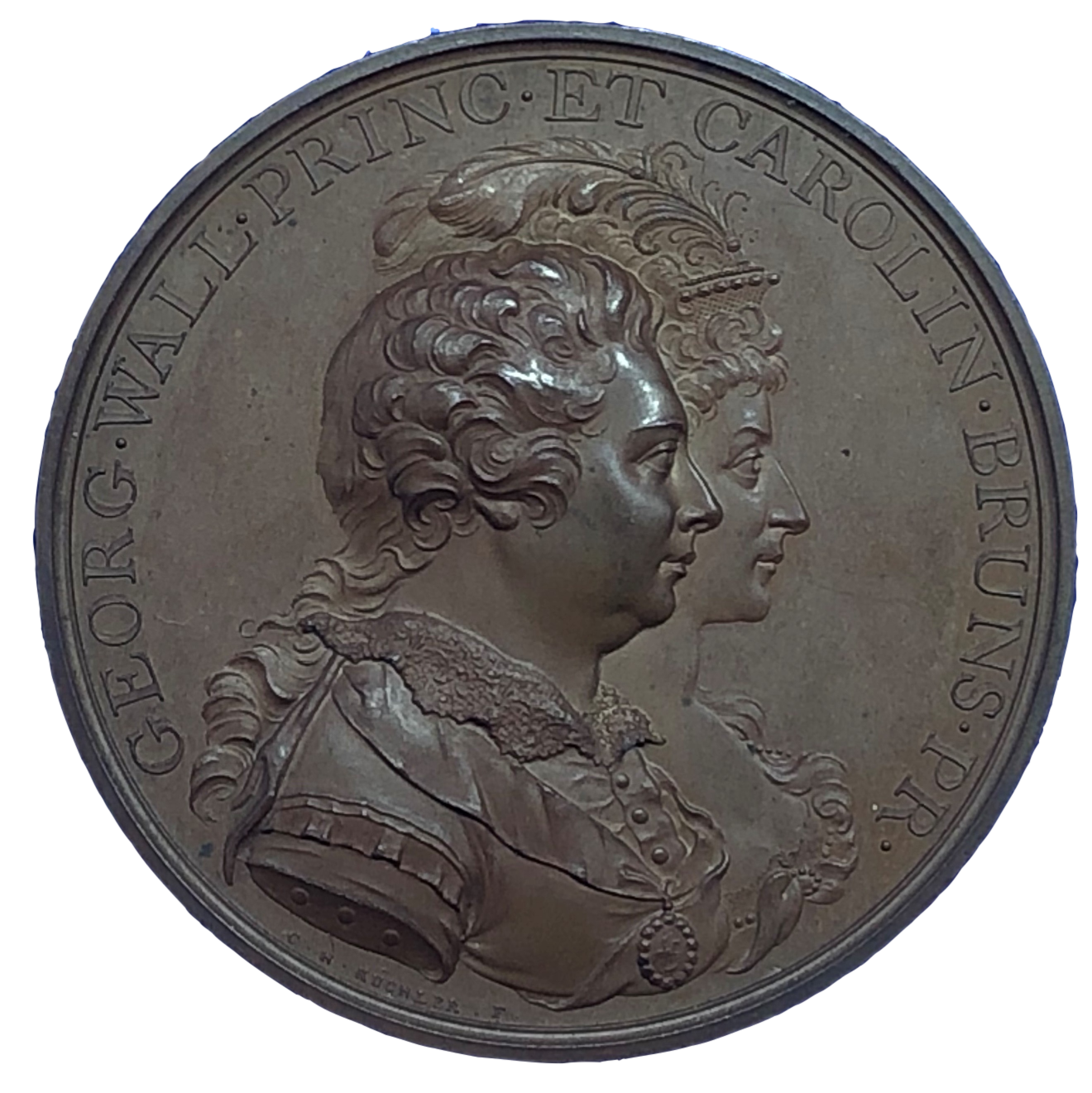 1795 Marriage of Prince of Wales to Princess Caroline Historical Medallion by C H Kuchler Obverse