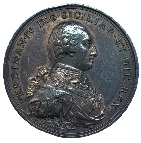1799 Nelson Ferdinand IV King of 2 Sicilies Historical Medallion by C H Kuchler Obverse