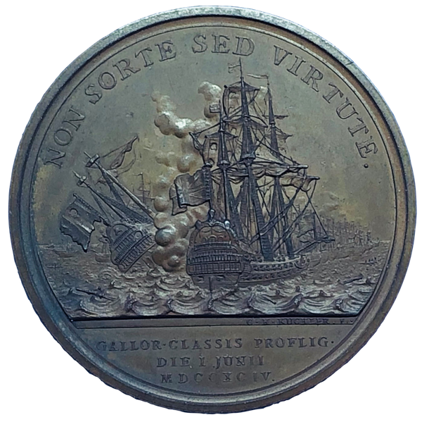 1794 Admiral Earl Howe, Naval Victory of the 1st June Historical Medallion by C H Kuchler Reverse