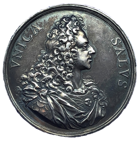 1721 James III (Elder Pretender) Appeal Against the House of Hanover Historical Medallion by Otto Hamerani Obverse