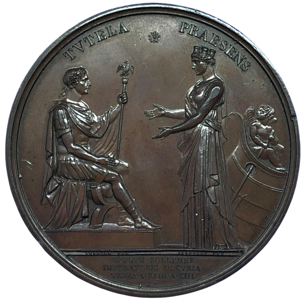 1804 Napoleon Bonaparte - Coronation Festivities Historical Medallion by N Jeuffroy/A Galle Reverse