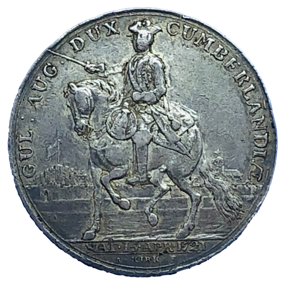 1745 Carlisle Recaptured: Jacobite Rebels Retreat to Scotland Historical Medallion by A Kirk & J Kirk Obverse