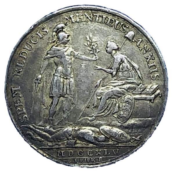 1745 Carlisle Recaptured: Jacobite Rebels Retreat to Scotland Historical Medallion by A Kirk & J Kirk Reverse