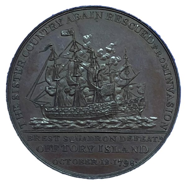 1798 Naval Action Off Tory Island Historical Medallion by T Wyon Snr Reverse