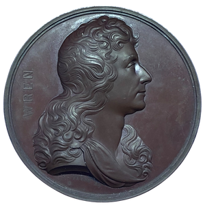 1846 Christopher Wren, Architect Historical Medallion by B Wyon Obverse