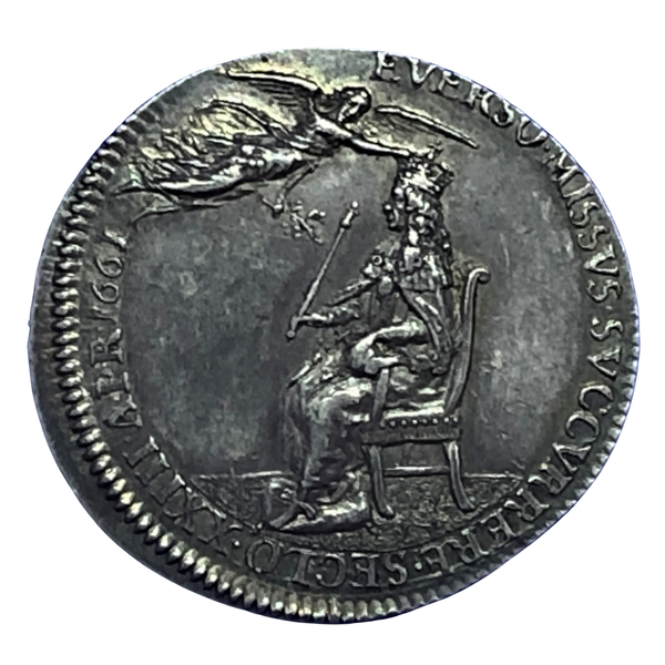 1661 Charles II Coronation Historical Medallion by T Simon Reverse