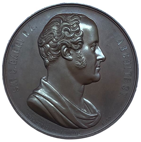1862 Charles Barry, Architect Historical Medallion by L Weiner Obverse