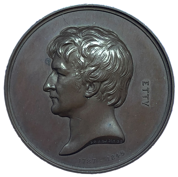 1872 William Etty, Painter Historical Medallion by G G Adams Obverse
