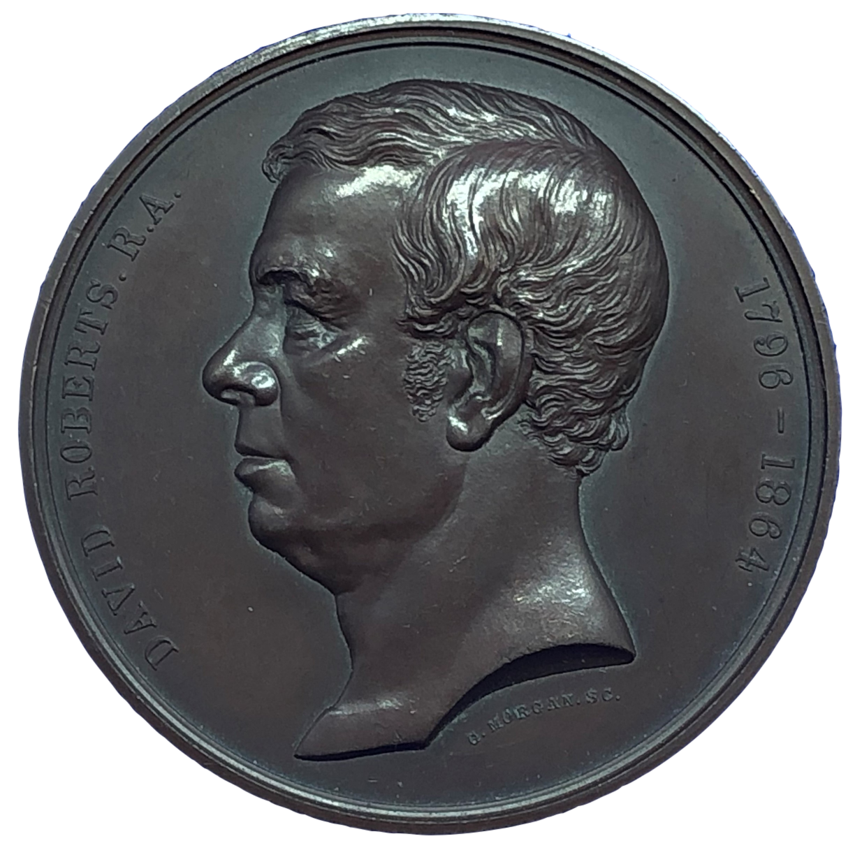 1875 David Roberts, Painter Historical Medallion by G T Morgan Obverse