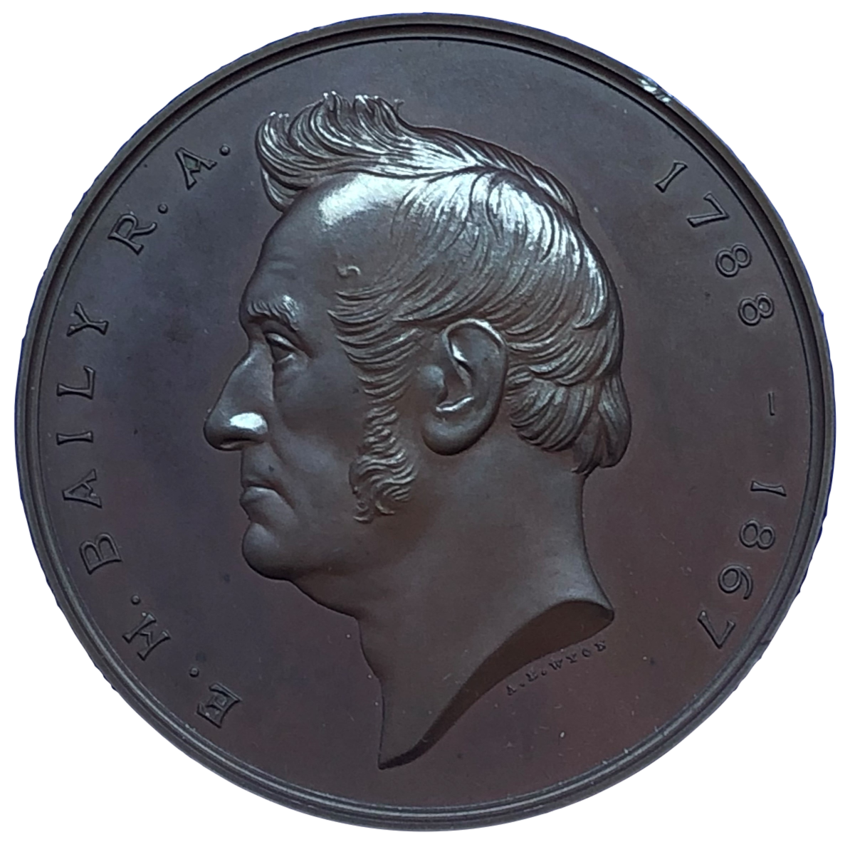 1882 Edward Baily, Sculptor Historical Medallion by A B Wyon Obverse