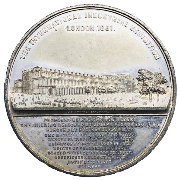 1851 International Industrial Exhibition Historical Medal by Allen & Moore Reverse