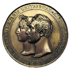 1840 Marriage of Victoria to Prince Albert Historical Medallion by F F Helfricht Obverse