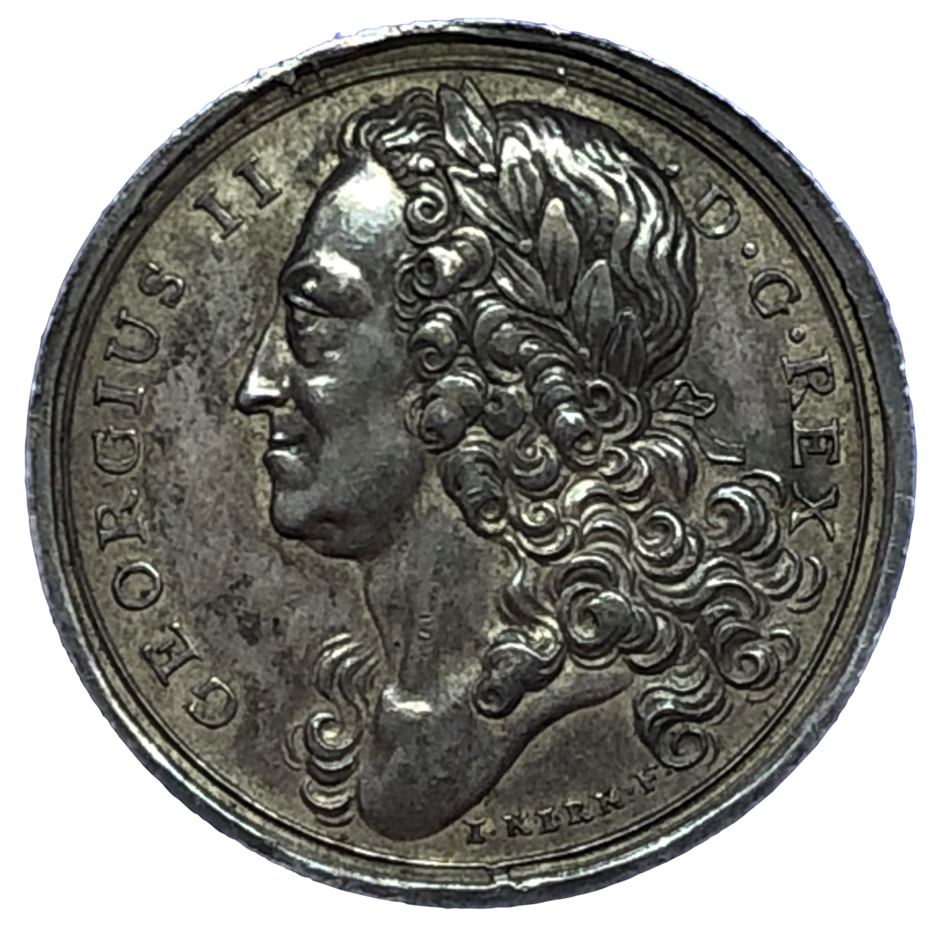 1749 George II Peace of Aix La Chapelle Historical Medallion by J Kirk Obverse