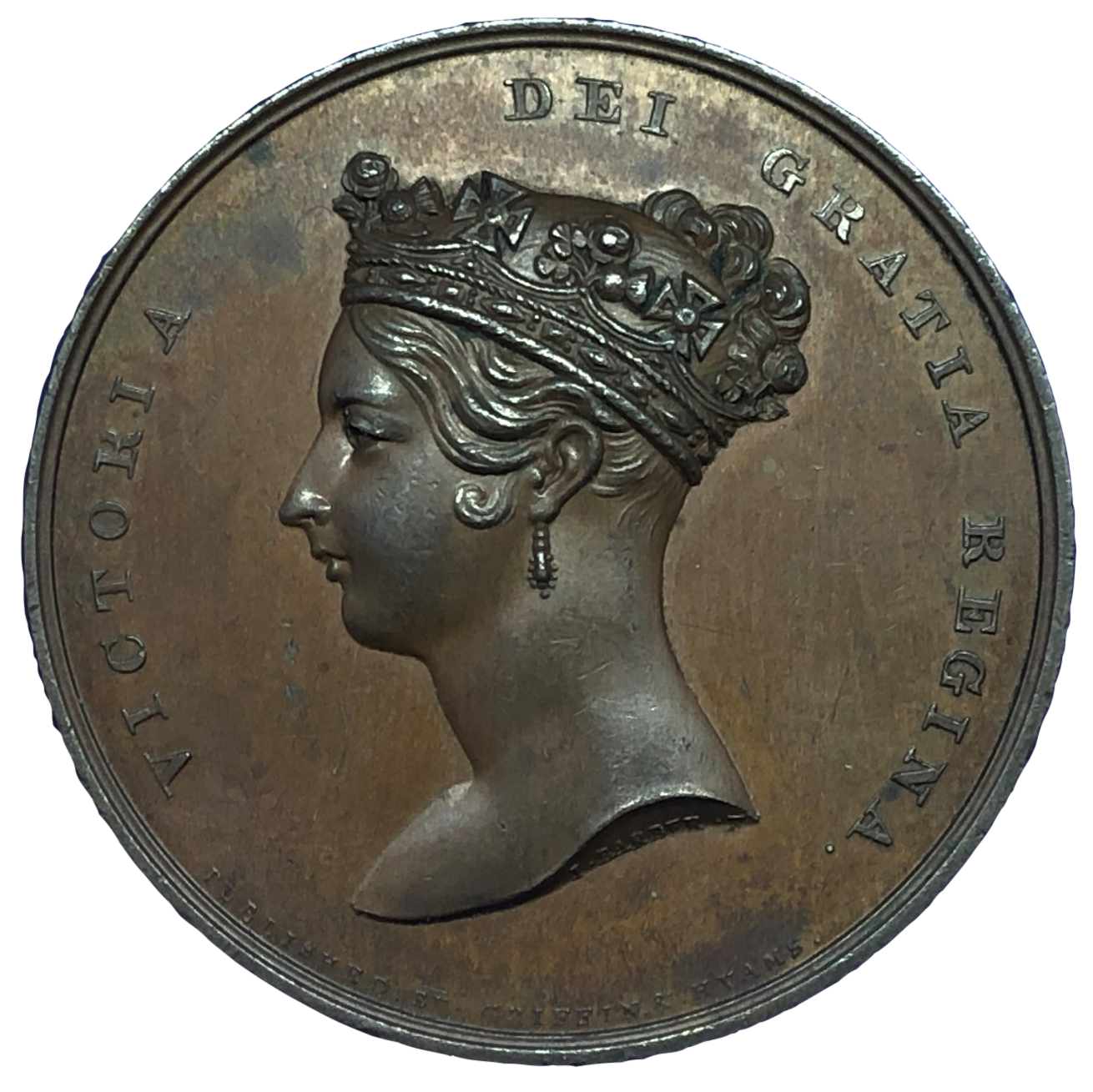 1838 Victoria - Visit to the City of London Historical Medallion by J Barber Obverse