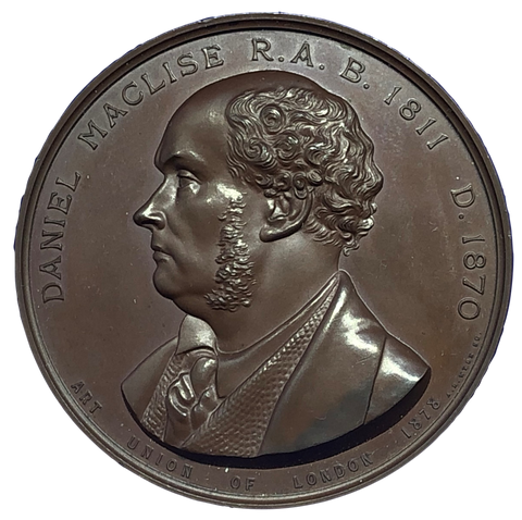 1878 Art Union of London - Daniel Maclise, Painter Historical Medallion by AB Wyon Obverse