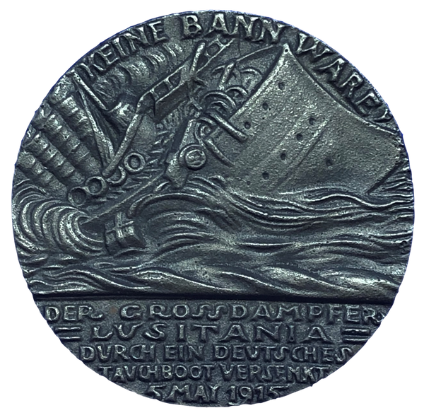 1915 Lusitania German Medal by K Goetz Obverse