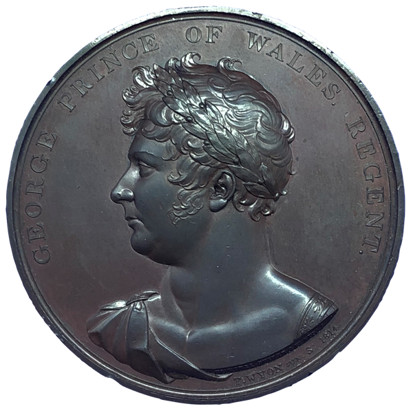 1814 Hanoverian Accession Centenary: Peace of Paris Historical Medallion by T Wyon Jnr Obverse