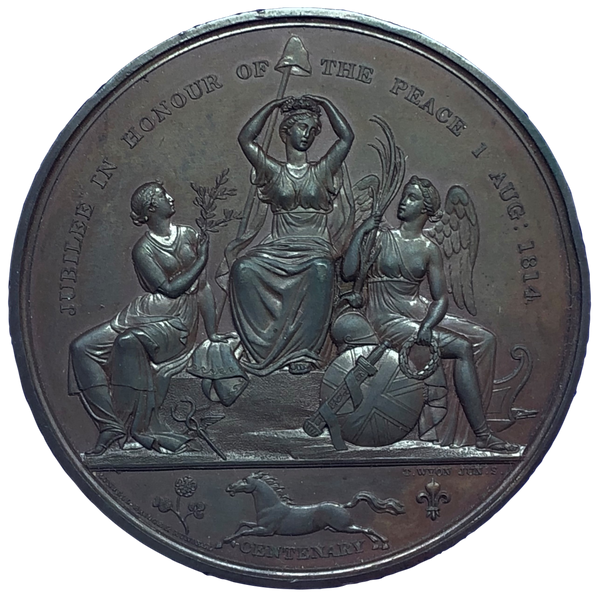 1814 Hanoverian Accession Centenary: Peace of Paris Historical Medallion by T Wyon Jnr Reverse