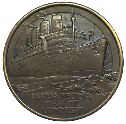 1936 Maiden Voyage of the RMS Queen Mary Historical Medallion by G Bayes Obverse