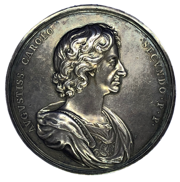 1660 Charles II Restoration Historical Medallion by J Roettier Obverse