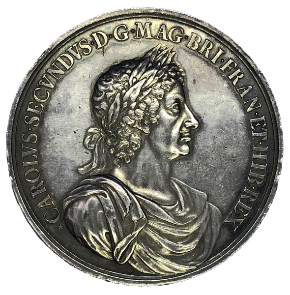 1665 Naval Reward Historical Medallion by J Roettier Obverse